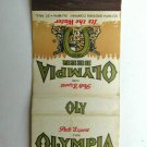 Olympia Beer Pale Export Type Olympia Brewing Company 20 Strike Matchbook Cover