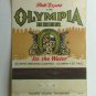 Olympia Beer Pale Export Type Olympia Brewing Company 20 Strike Matchbook Cover