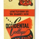 Occidental College  Los Angeles, California 20 Strike Matchbook Cover Book Store