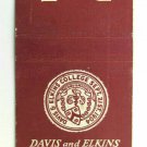Davis & Elkins College - West Virginia D&E 20 Strike Matchbook Cover Matchcover