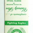 North Texas State University Bookstore Fighting Eagles 20 Strike Matchbook Cover
