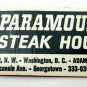 Paramount Steak House Georgetown Washington, DC Restaurant 20FS Matchbook Cover