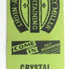 Crystal Bar & Lounge - Baltimore, Maryland Restaurant 20 Strike Matchbook Cover