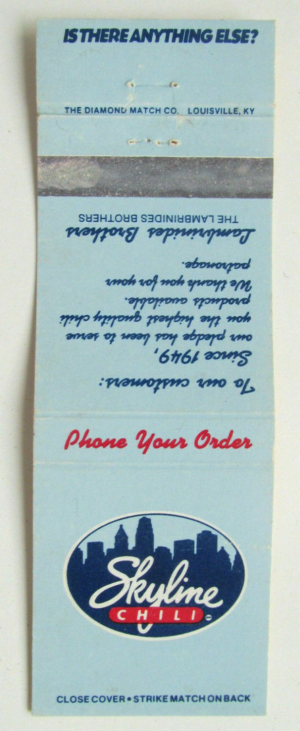 Skyline Chili Advertisement - Lambrinides Brothers 20 Strike Matchbook 