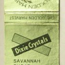 Dixie Crystals Sugar 50th Anniversary 1967 Savannah GA 20 Strike Matchbook Cover