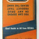 Edward A. Kitts Rexall Pharmacist  Richfield, New York 20 Strike Matchbook Cover