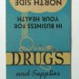 North Side Pharmacy - Lansing, Michigan Drug Store 20 Strike Matchbook Cover MI