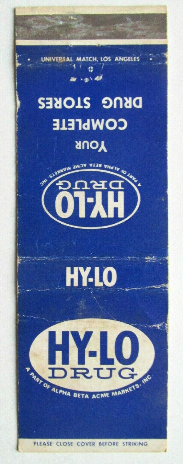 Hy-Lo Drug Store Alpha Beta Acme Market 20 Strike Matchbook Cover Matchcover CA