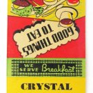 Crystal Kitchen - Charleston, West Virginia Restaurant 20 Strike Matchbook Cover
