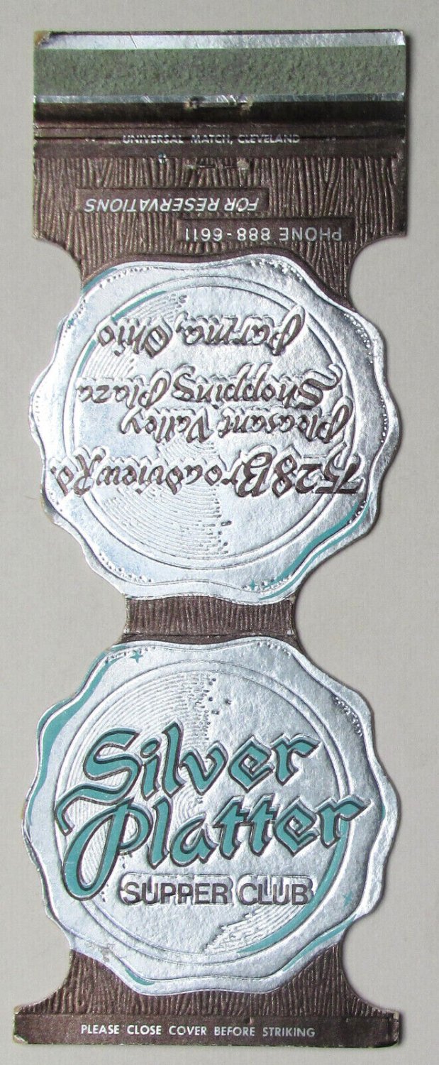 Silver Platter Supper Club - Parma, Ohio Restaurant Jewelite Matchbook Cover OH