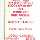 Lotus Gardens - Greenwood, Carmel, Indiana Restaurant 20 Strike Matchbook Cover Lotus Gardens - Greenwood, Carmel, Indiana Restaurant 20 Strike Matchbook Cover