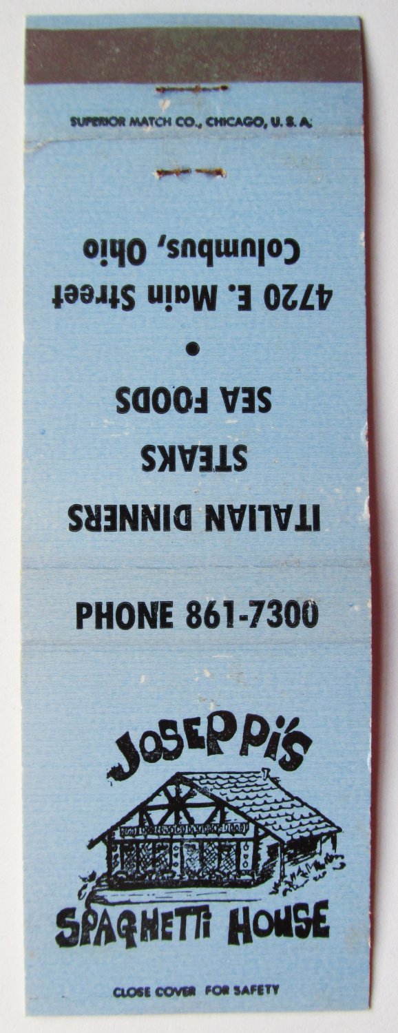 Joseppi's Spaghetti House - Columbus, Ohio Restaurant 20 Strike Matchbook Cover