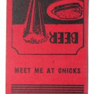 Chick's Luncheonette - Clayton, North Carolina Restaurant 20FS Matchbook Cover
