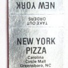 New York Pizza - Greensboro, North Carolina Restaurant 20 Strike Matchbook Cover