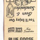 Blue Goose Bar & Grill - Salisbury, North Carolina Restaurant Matchbook Cover NC