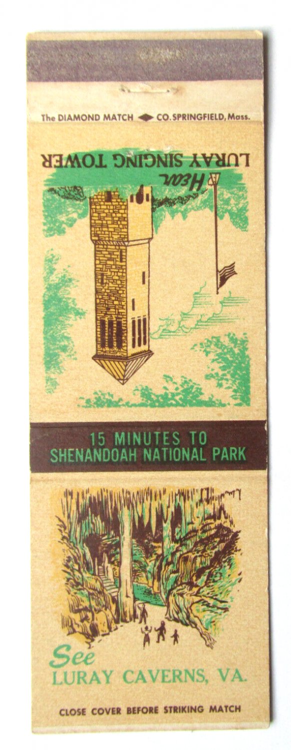 Luray Caverns, VA Singing Towers - Virginia 20 Strike Matchbook Cover Matchcover