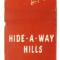 Hide-A-Way Hills - Bremen, Ohio Private Resort 20 Strike Matchbook Cover OH