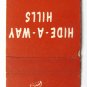 Hide-A-Way Hills - Bremen, Ohio Private Resort 20 Strike Matchbook Cover OH