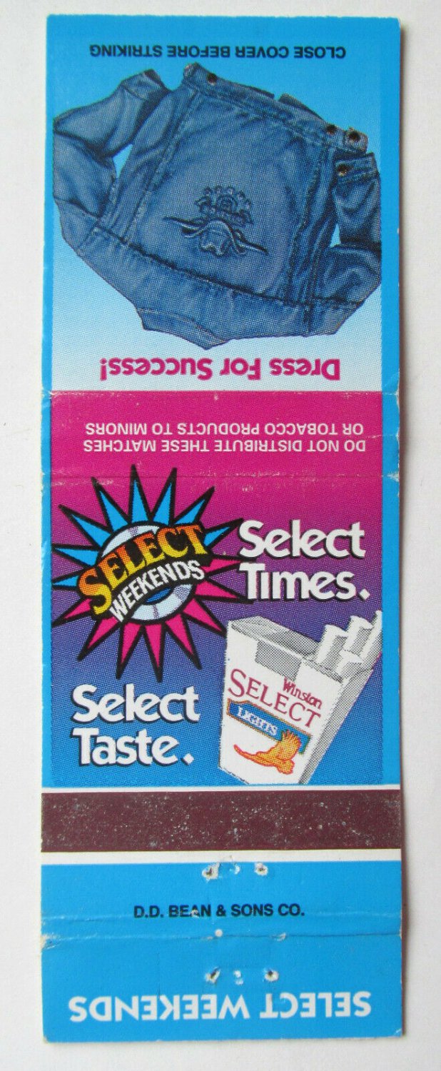 Winston Select Cigarette Tobacco 20 Strike Matchbook Cover Weekends Denim Jacket