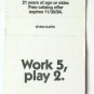 Winston Select Cigarette Tobacco 20 Strike Matchbook Cover Weekends Denim Jacket