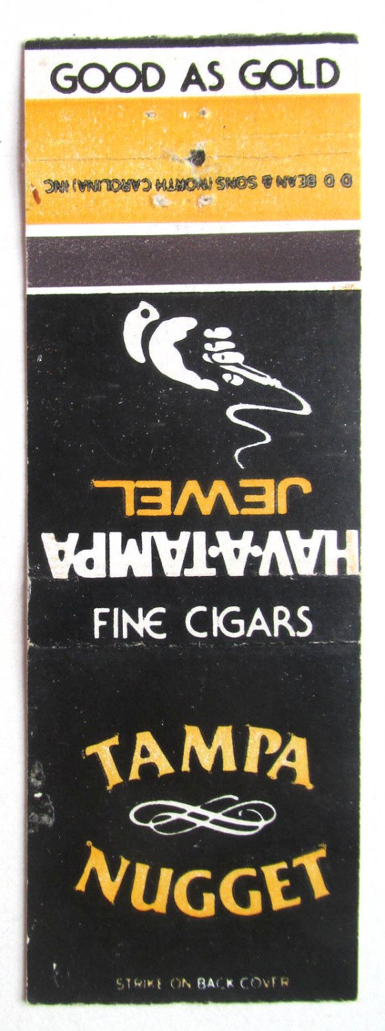 Tampa Nugget Cigars HavaTampa Jewel Tobacco Ad 20 Strike Matchbook