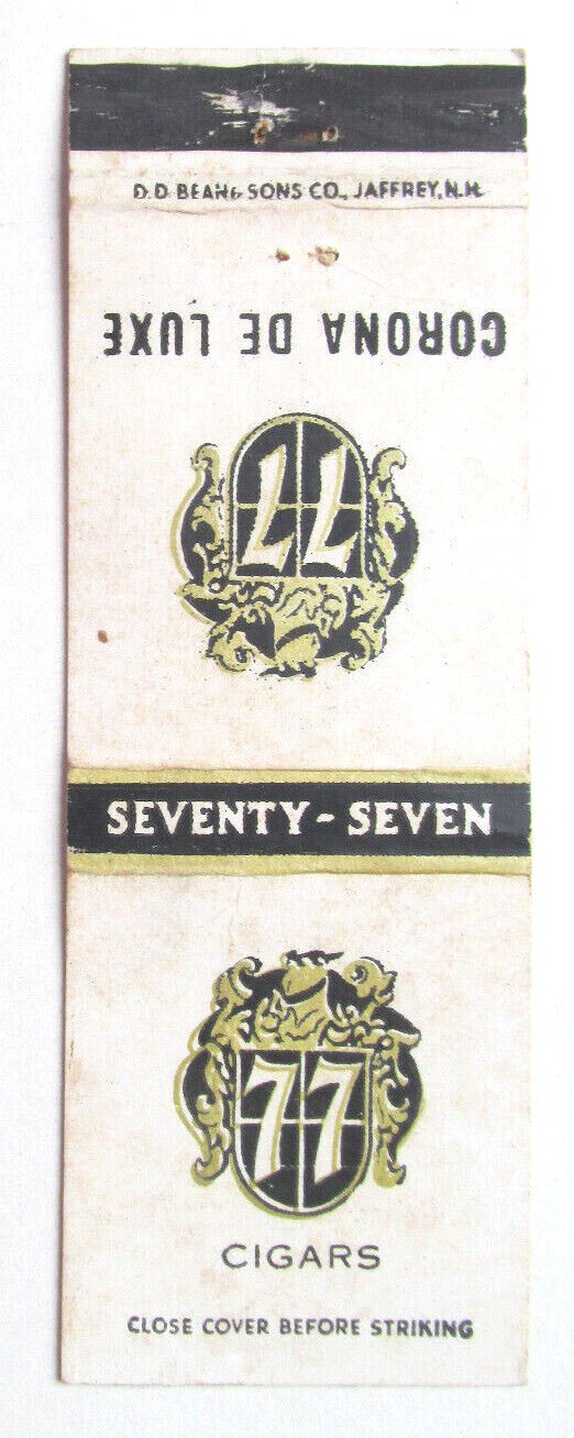 Seventy-Seven Cigars, 77 Corona De Luxe - Tobacco Ad 20 Strike Matchbook Cover