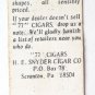 Seventy-Seven Cigars, 77 Corona De Luxe - Tobacco Ad 20 Strike Matchbook Cover