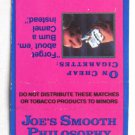 Camel Joe's Smooth Philosophy On Cheap Cigarette 1991 Tobacco Ad Matchbook Cover