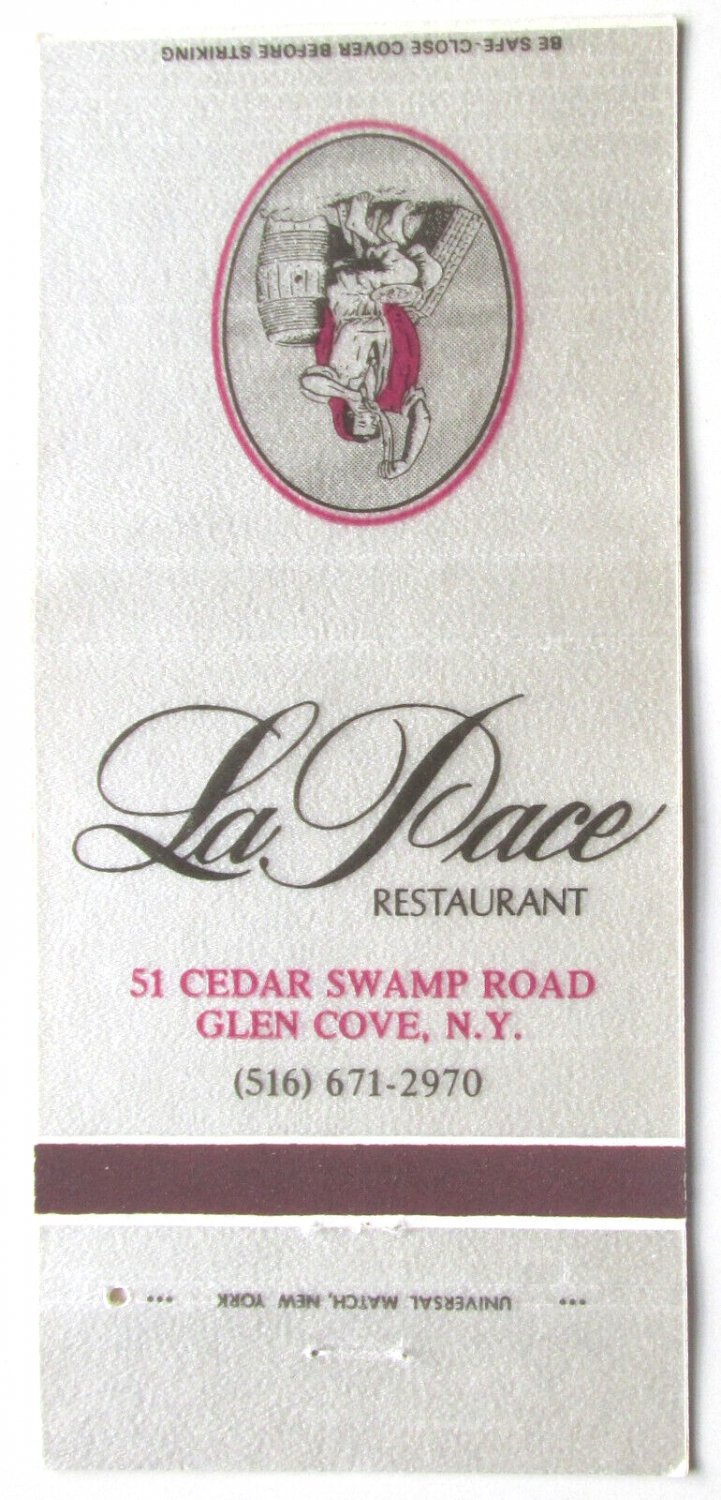 La Pace Restaurant - Glen Cove, New York 30 Strike Matchbook Cover Map on Back