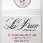 La Pace Restaurant - Glen Cove, New York 30 Strike Matchbook Cover Map on Back