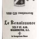 Le Renaissance Restaurant Francais - Washington, DC 30 Strike Matchbook Cover