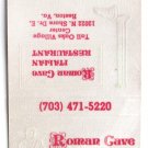 Roman Cave Italian Restaurant - Reston, Virginia 30 Strike Matchbook Cover VA