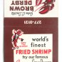Brown Derby Seafood Restaurant - Dayton, Ohio 30FS Matchbook Cover John C. Smith
