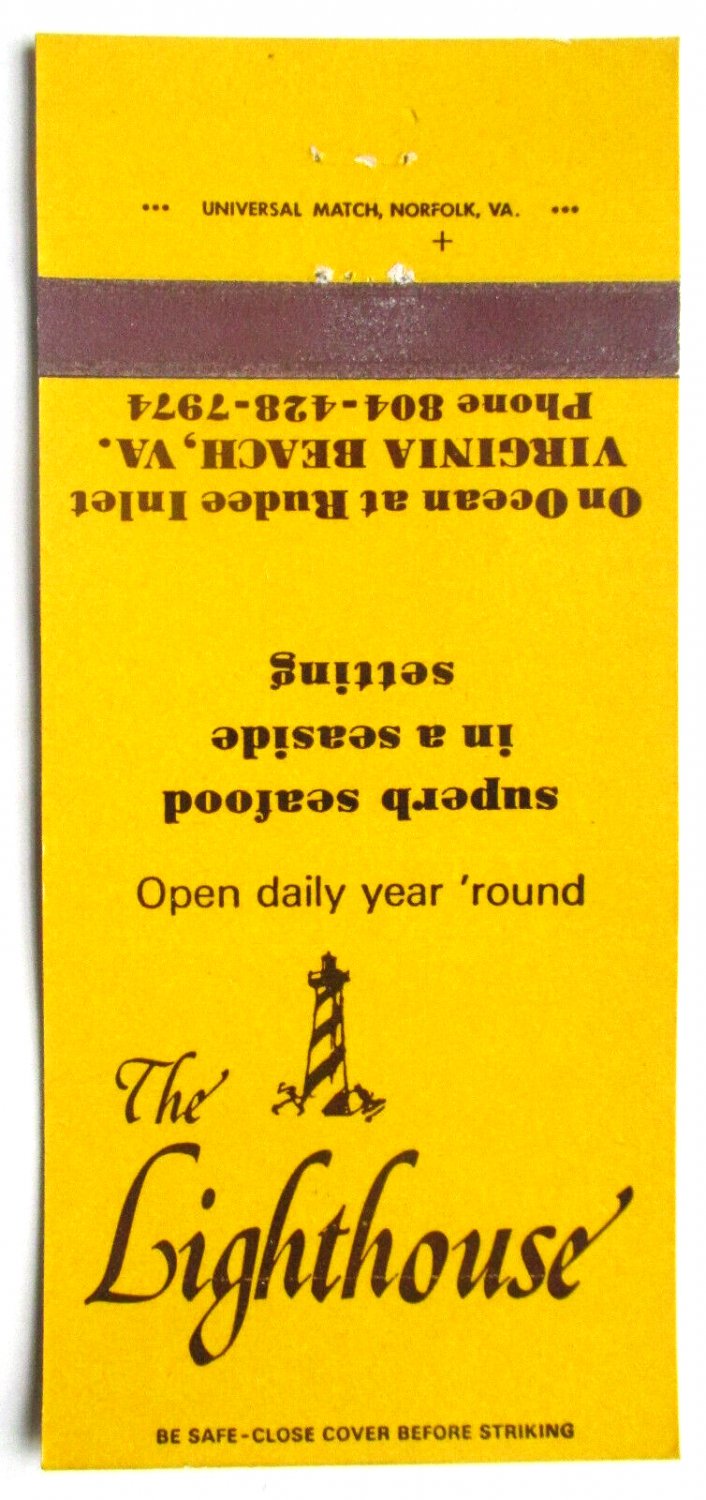 The Lighthouse - Virginia Beach, VA Seafood Restaurant 30 Strike Matchbook Cover