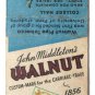John Middleton's Walnut Pipe Tobacco Philadelphia Penn 20 Strike Matchbook Cover