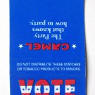Vote Camel Party  1992 Tobacco Cigarette Ad 20 Strike Matchbook Cover RJ Reynold
