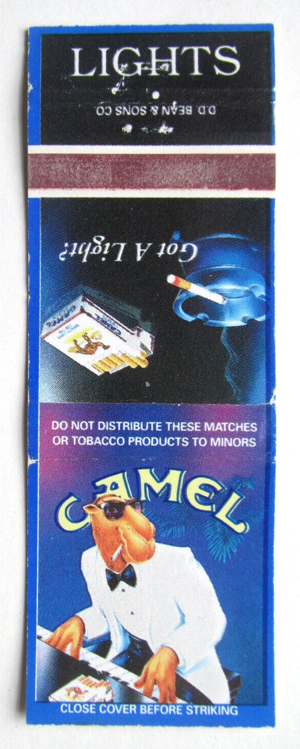 Camel Lights, Joe Playing Piano - 1992 Cigarette Ad 20 Strike Matchbook Cover
