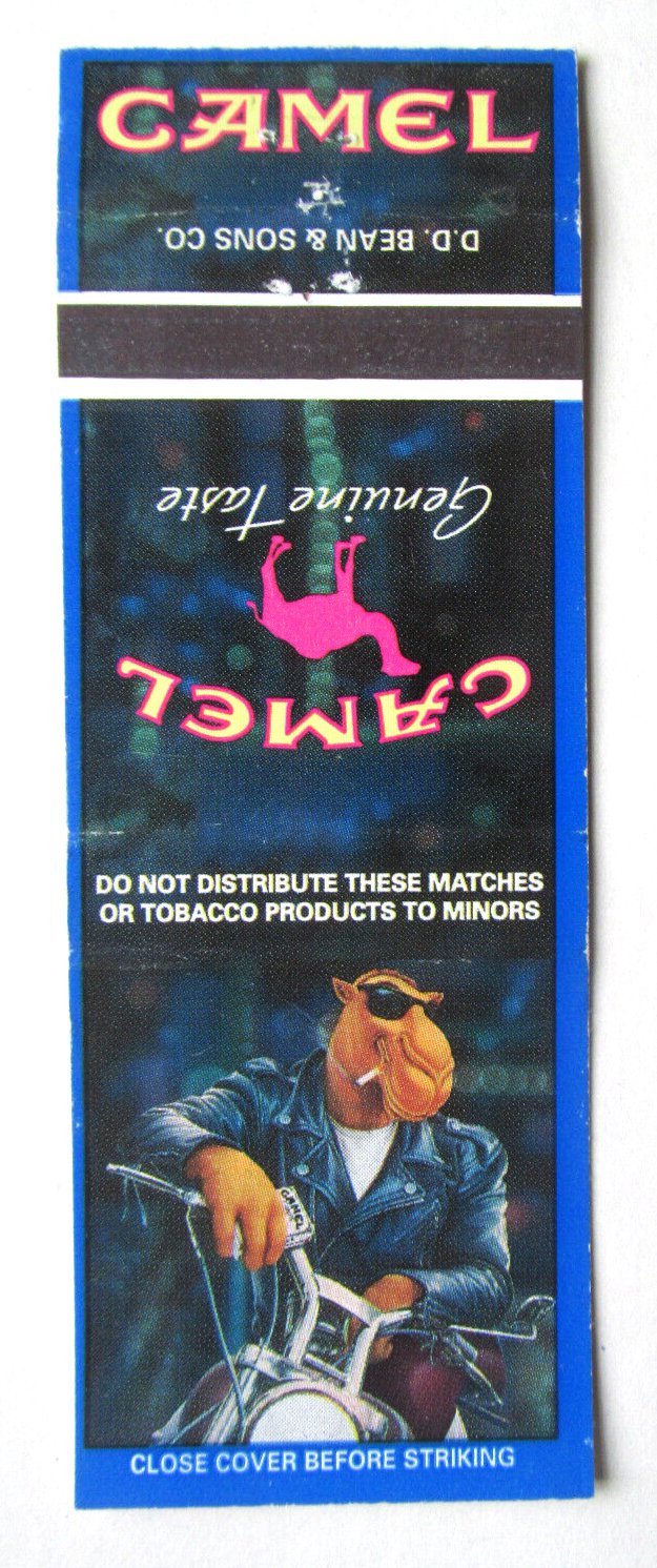 1994 Camel Cigarette Ad - Leather Jacket on Motorcycle 20 Strike Matchbook Cover