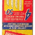 1950 Advertisement Old Nick and Bit-O-Honey 20 Strike Matchbook Cover Knives Ad