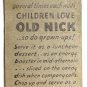 Old Nick Candy Bar - Vintage Advertisement 20 Strike Matchbook Cover Matchcover
