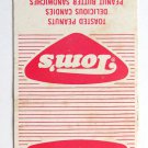 Tom's Toasted Peanuts, Candy,Potato Chip Advertisement 20 Strike Matchbook Cover