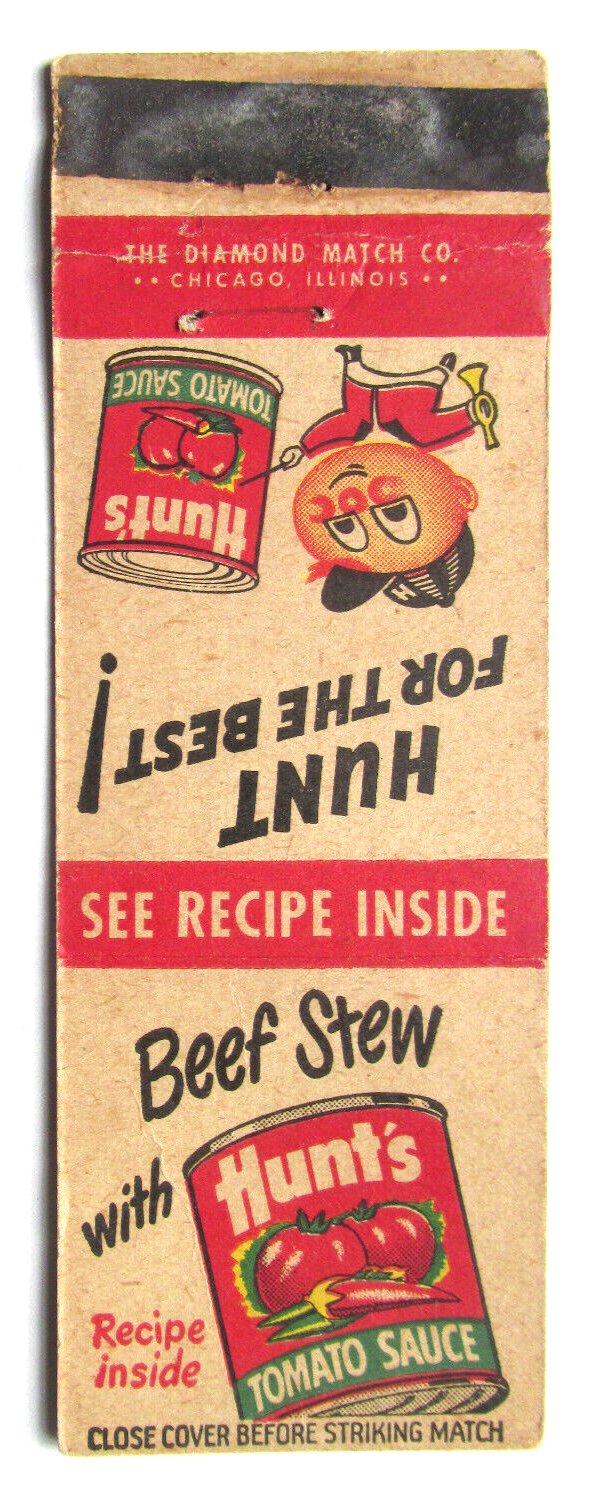 Beef Stew with Hunt's Tomato Sauce Recipe Advertisement 20Strike Matchbook Cover
