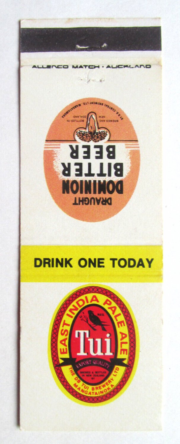 Tui East India Pale Ale - Mangatainoka, New Zealand Beer 20FS Matchbook Cover NZ