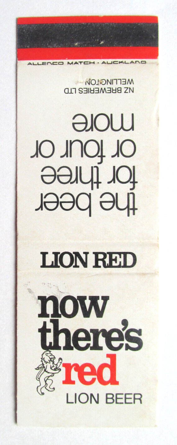 Red Lion Beer - NZ Breweries Wellington (New Zealand) 20 Strike Matchbook Cover