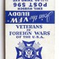 Emil Hubsch Post 596 VFW - Mount Vernon, NY Club 20 Strike Matchbook Cover