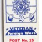VFW Post No. 15 Gettysburg, PA - Pennsylvania Club 20 Strike Matchbook Cover