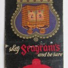 Crown Blended Whiskey - Seagram Distillers NYC 20 Strike Matchbook Cover Alcohol