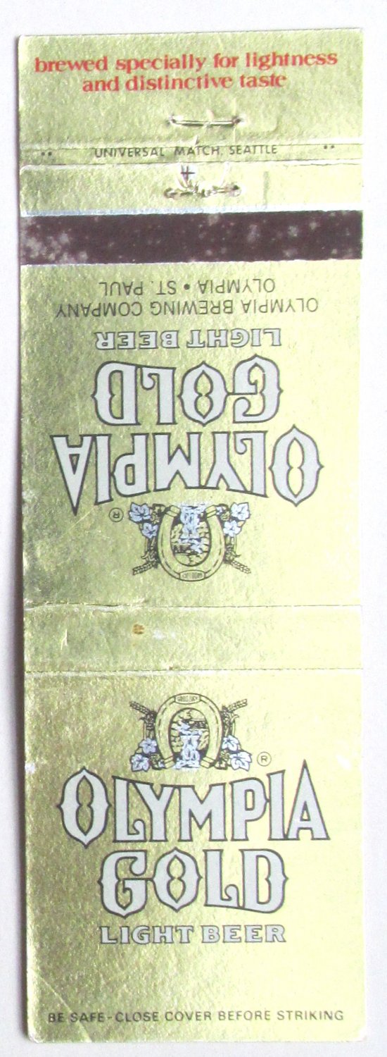 Olympia Gold Light Beer Brewing Co. 20 Strike Matchbook Cover St. Paul & Olympia