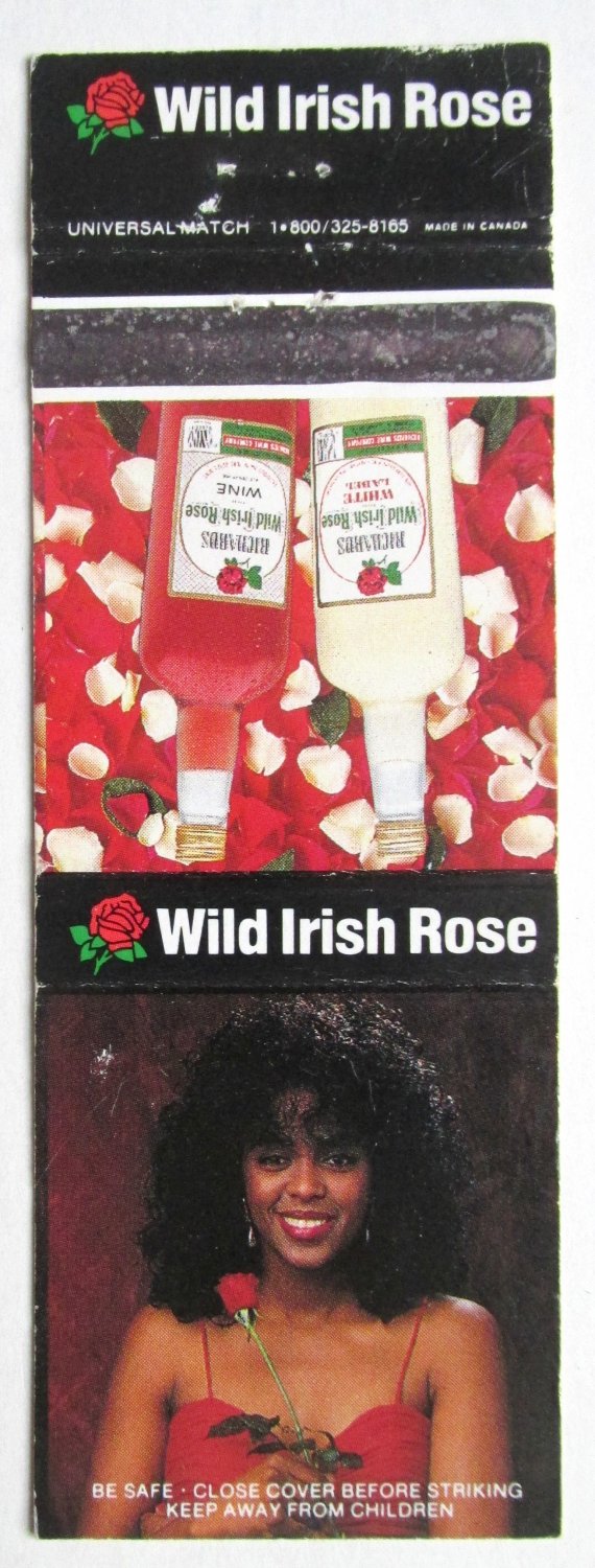 Wild Irish Rose Wine Advertisement 20 Strike Matchbook Cover White Label Alcohol