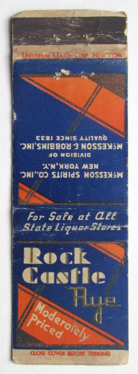 Rock Castle Rye - McKesson Spirits Co. New York, NY  Liquor 20FS Matchbook Cover